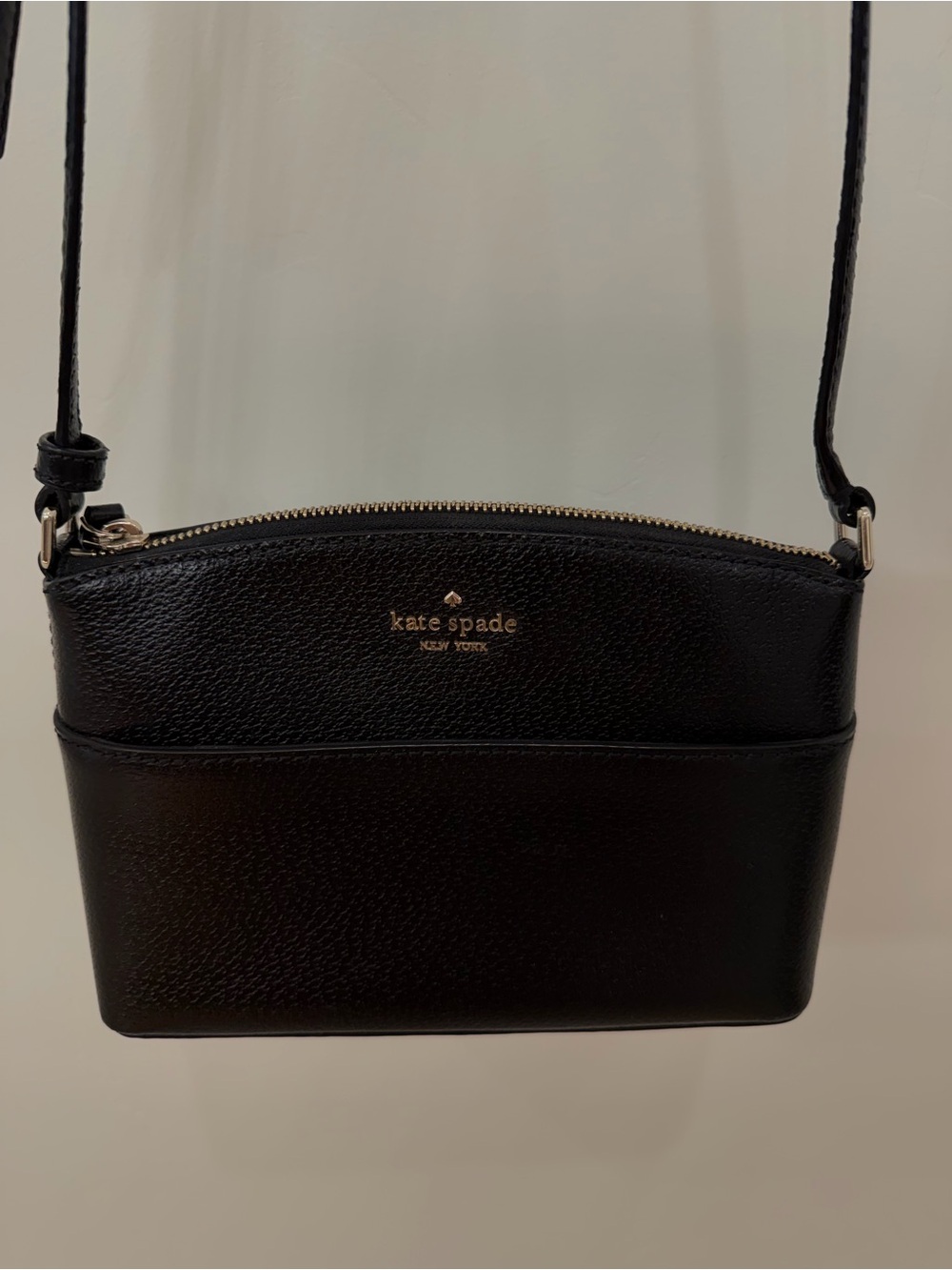 kate spade Black Pebbled Leather Crossbody with Gold Accents